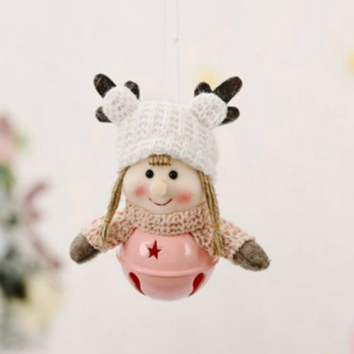 5 PCS Christmas Decorations Antlers Child Bell Pendant(Girl)