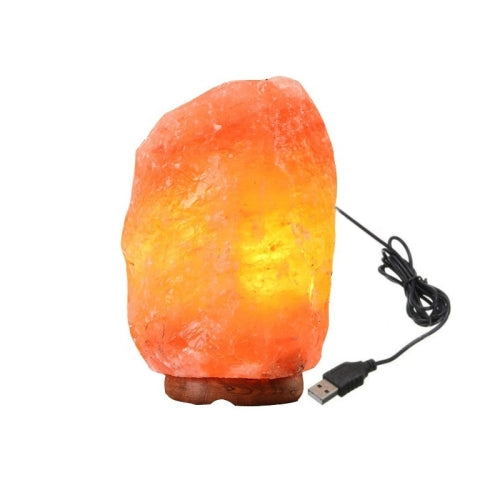 USB Power Himalayan Crystal Rock Salt Desk Lamp Night Light With Wood Base & E14 Bulb & Switch, Size:5-7kg(Warm Light)