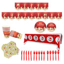 Christmas Theme Party Supplies Tableware Set Paper Cups And Paper Plates Table Bla Flag Decoration Set