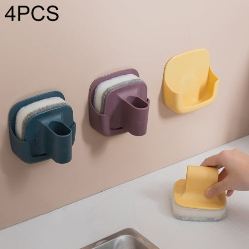 4 PCS Kitchen Wall-mounted Sponge Brush With Handle For Cleaning Grease And Cleaning Brush Random Color Delivery