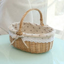 Hand-woven Picnic Basket Sackcloth Rattan Storage Basket, Specification:Small(Primary Color Daisy Sackcloth)