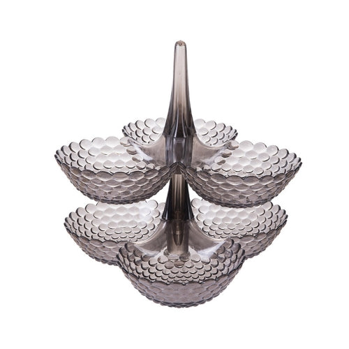 Fruit Storage Multi-layer Superimposed Fruit Tray Living Room Coffee Table Home Candy Tray, Color:Double Layer Black