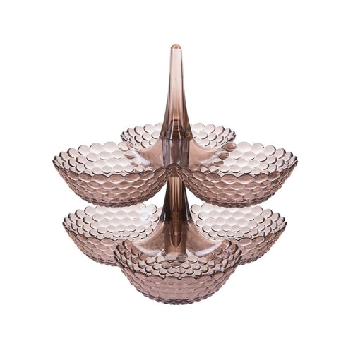 Fruit Storage Multi-layer Superimposed Fruit Tray Living Room Coffee Table Home Candy Tray, Color:Double Layer Brown