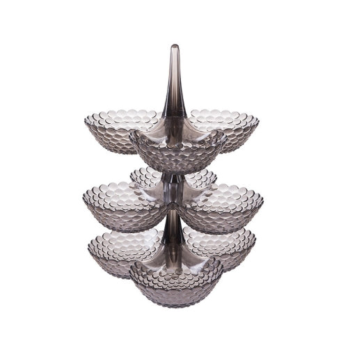 Fruit Storage Multi-layer Superimposed Fruit Tray Living Room Coffee Table Home Candy Tray, Color:Three Layer Black