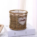 Grass Willow Wire Cattail Succulent Small Flower Basket Hand Woven Flower Basket, Style:A