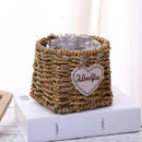 Grass Willow Wire Cattail Succulent Small Flower Basket Hand Woven Flower Basket, Style:B