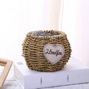 Grass Willow Wire Cattail Succulent Small Flower Basket Hand Woven Flower Basket, Style:D