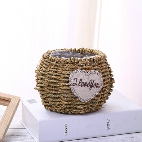 Grass Willow Wire Cattail Succulent Small Flower Basket Hand Woven Flower Basket, Style:D