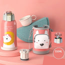 Smart Cartoon Animal Children Straw Cup Student Insulated Water Cup With Cup Cover, Style:Smart 316(Little White Bear)
