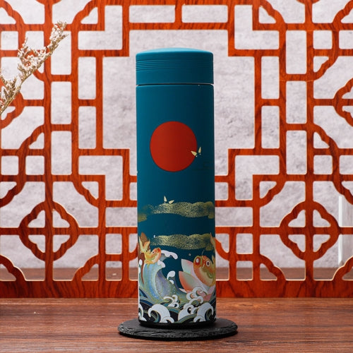 Retro Stainless Steel Vacuum Flask Student Art Water Cup(Blue)