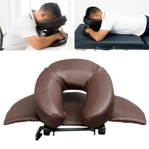 Adjustable Headrest Face Pillow Family Massage Beauty Cradle Rest Pad For Desk(Brown Color)
