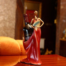 Character Girl Decoration Wine Bottle Rack Living Room Wine Cabinet Home Resin Crafts(Red)