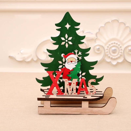 3 PCS Christmas Decorations Christmas Painted Wooden Assembly DIY Sleigh Car Decoration Jigsaw Puzzle Gift, Size:Small(Old Man)