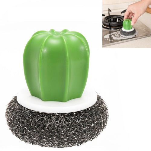6 PCS Cactus Kitchen Cleaning Supplies Wire With Handle Powerful Decontamination Pot Brush, Material:Steel Ball