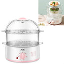LINGRUI Timer Mini Multi-Function Egg Cooker Automatic Power Off Home Breakfast Machine, CN Plug, Specification:Double Layers(Pink)
