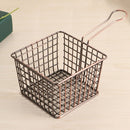 2 PCS Electroplating Wrought Iron Fries Fried Basket Mini Grid Fried Food Storage Basket, Colour: Bronze(Large: 22.3x10x7cm)
