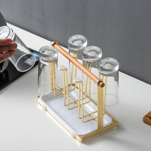 Upside Down Wrought Iron Cup Holder Water Cup Metal Shelf With Tray