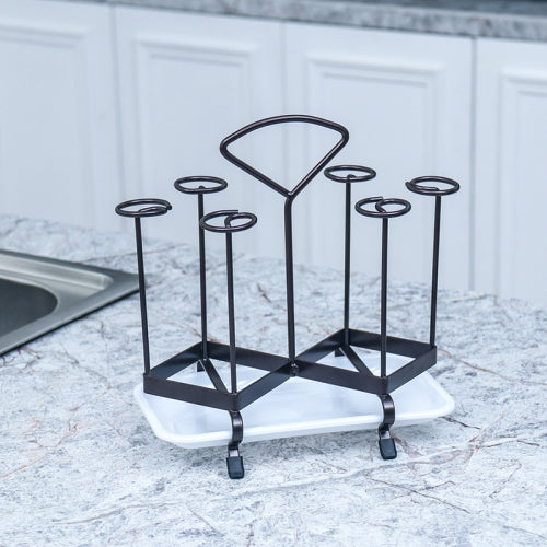 2 PCS Wrought Iron Cup Rack With Handle Cup Holder With Tray