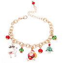 5 PCS Santa Claus Bracelet Alloy Dripping Oil Christmas Tree Elk Bracelet Christmas Gift