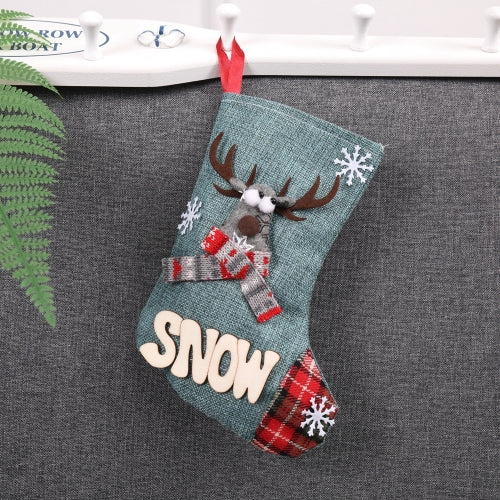 4 PCS Christmas Candy Gift Bag Christmas Socks Decoration(Blue Elk)