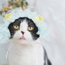 2 PCS Cute Cat Hat Dog Headdress Maid Birthday Hat Lace Headdress Photo Accessories(Blue)