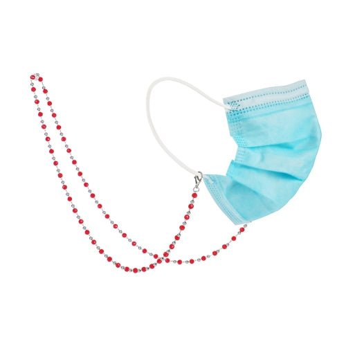 4 PCS Necklace Personalized Handmade Crystal Bead Chain Mask Anti-Lost Lanyard Glasses Chain(Red)