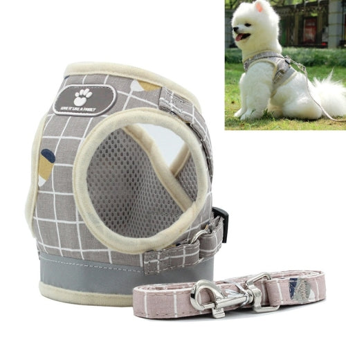 Reflective & Breathable Vest Traction Rope Pet Chest Leash, Size:S(Khaki)