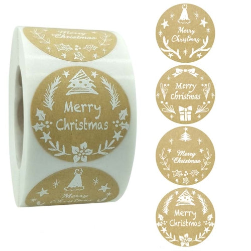 2 PCS Roll Sticker Label Kraft Paper Christmas White Font Holiday Decoration, Size: 3.81cm / 1.5inch(K-09-38)