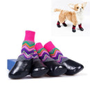 Pet Socks Shoes Cat Dog Non-Slip Waterproof Socks, Size: Number 1(Color Striped Pink)