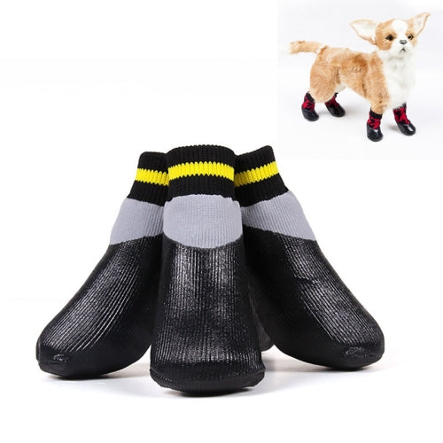 Pet Socks Shoes Cat Dog Non-Slip Waterproof Socks, Size: Number 4(Black)