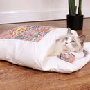 Closed Removable and Washable Cat Litter Sleeping Bag Winter Warm Dog Kennel, Size: L(Pink Cat)