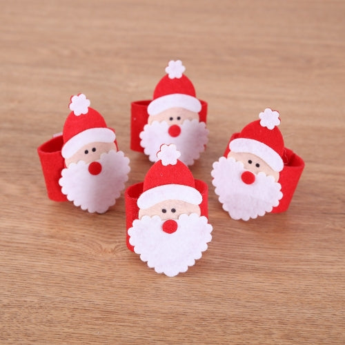 10 PCS Santa Napkin Ring Non-Woven Napkin Set Christmas Decoration Hotel Napkin Button