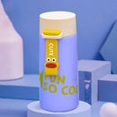 Cartoon Sausage Mouth Stainless Steel Vacuum Mug Outdoor Portable Mini Pocket Cup Silicone Rope Student Water Cup(Light Peach)