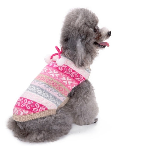 Autumn Winter Pet Clothes Christmas Snowflake Knitted Pattern Sweater, Size: XXL(Rose Red)