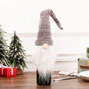 3 PCS Christmas Decoration Nordic Santa Claus Red Wine Set Knitted Beard Champagne Set Hotel Restaurant Decoration Props(B Red Gray )