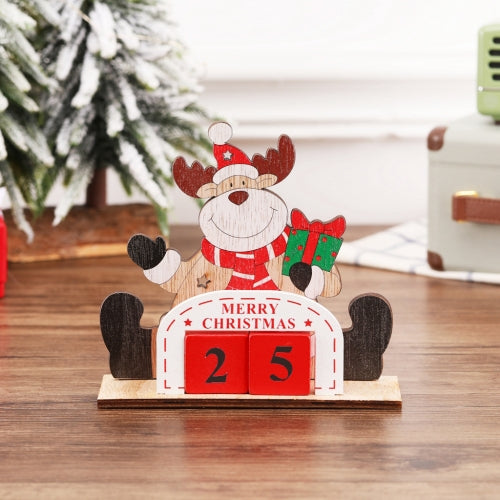 3 PCS Christmas Decorations Painted Wooden Assembly DIY Calendar Decoration Jigsaw Puzzle Gift(Elk)