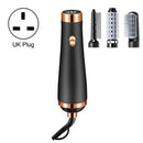 Strong Wind Hair Dryer Hot Air Comb 3 in 1 Multifunctional Hair Straightener Curling Iron Hair Dryer, Product specifications: UK Plug(Black)