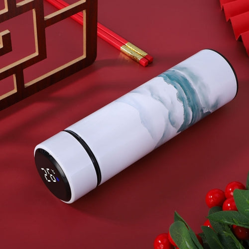 Retro Intelligent Temperature Measurement Stainless Steel Couple Thermos Cup(Landscape)