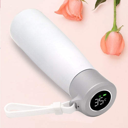 Large-Capacity USB Smart Water Cup Temperature Measurement Business Insulation Cup Car Portable Stainless Steel Tea Cup(Pearl White )