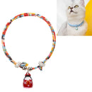 4 PCS Adjustable Pet Bell Color Cotton Woven Cat and Dog Universal Collar, Colour: Colorful Rope Red Doll