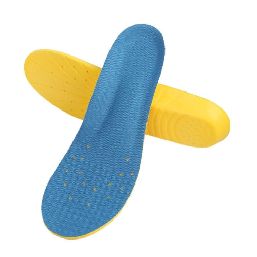 Shock Absorption Thickening Slow Rebound Soft and Comfortable Wicking Insole, Size:L(Yellow Bottom Mesh Dark Blue)