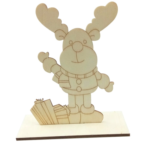 10 PCS Christmas Decorations Children Painting DIY Wood Plank Inserting Desktop Ornaments(Elk)