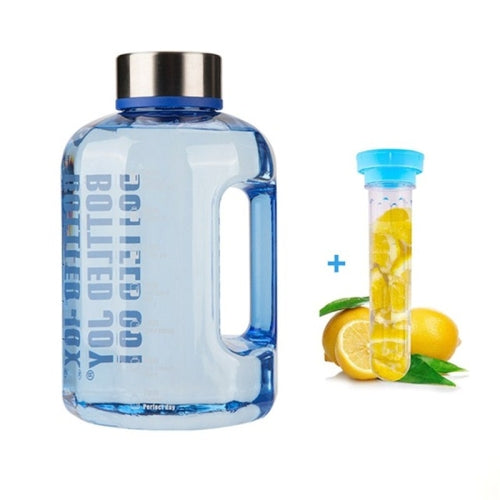 2.2L PETG Material Gym Large Capacity Sports Water Bottle With Fruit Filter(Blue)