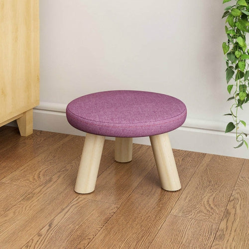 Fashion Creative Home Solid Wood Small Chair Children Stool(Round purple)