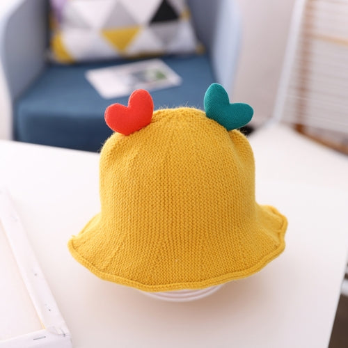 Baby Love-heart Knitted Hat Children Wild Knitted Fisherman Hat, Size: L(Yellow)