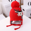 MZ9846 Baby Elk Pattern Sweater Hat Baby Autumn And Winter Christmas Knitted Hat, Size: One Size(Red)