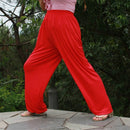 Zooboo Kung Fu Tai Chi Pants Bloomers Wushu Martial Arts Wing Chun Training Clothing Acrobatics Trousers, Size:S(Red)