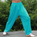 Zooboo Kung Fu Tai Chi Pants Bloomers Wushu Martial Arts Wing Chun Training Clothing Acrobatics Trousers, Size:XL(Lake Blue)