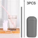 3 PCS Portable Foldable Collapsible Reusable Silicone Drinking Straw Outdoor Household Drinking Tool, Straw Size: 230x8mm, Sytle:Straight Straw(Grey)