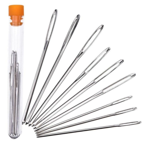 3 Set Large Eye Needles Stainless Steel Embroidery Cross Sewing Set Kit DIY Crafts Tools(Silver)